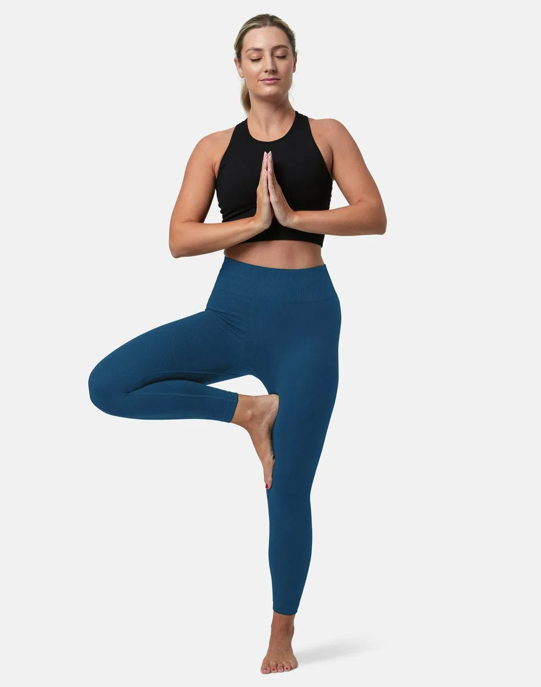 Lotus Chevron 7/8 Leggings in Petrol Blue