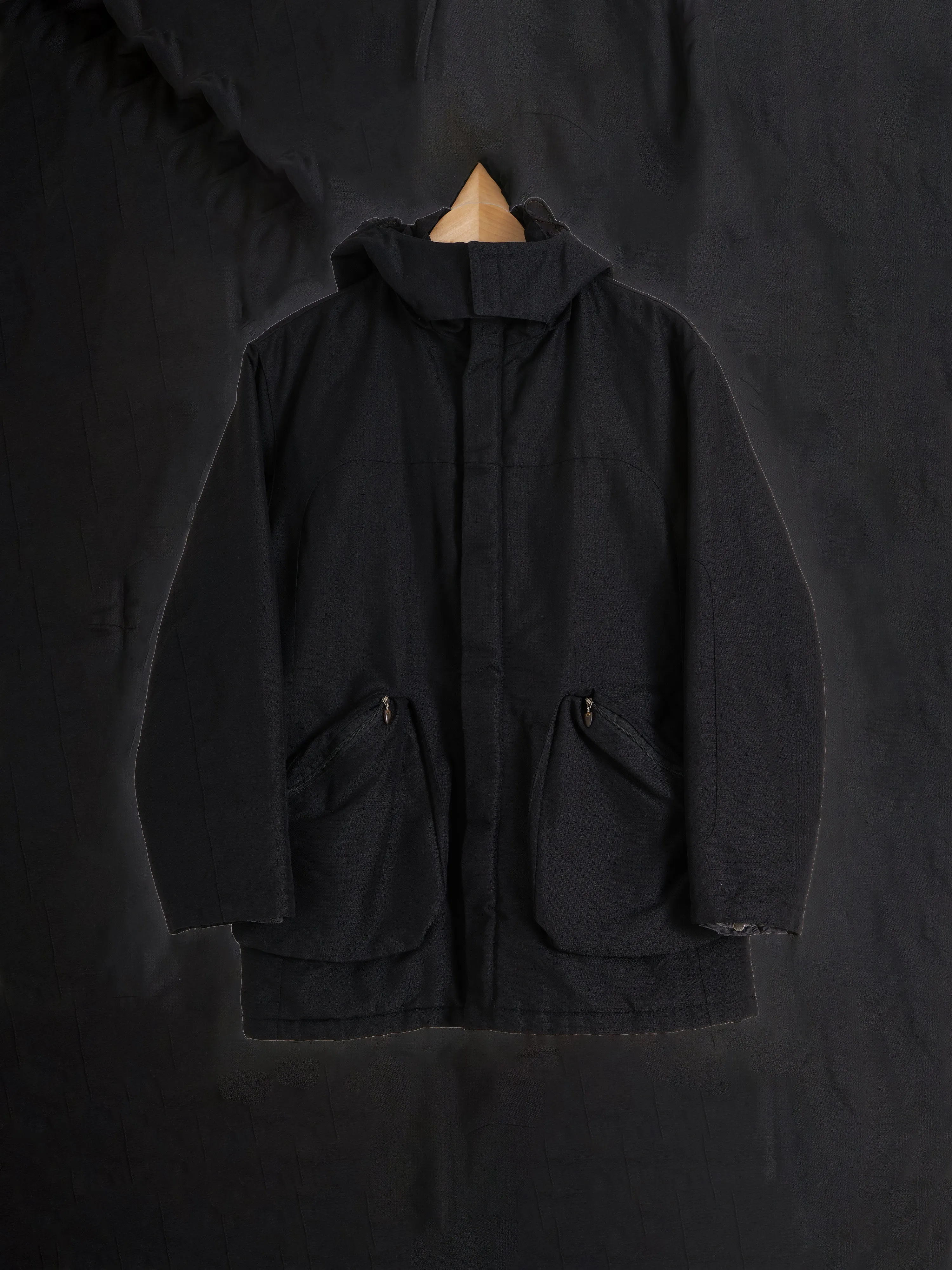 Mandarina Duck 2000s black padded nylon blend removable hood parka - IT 46