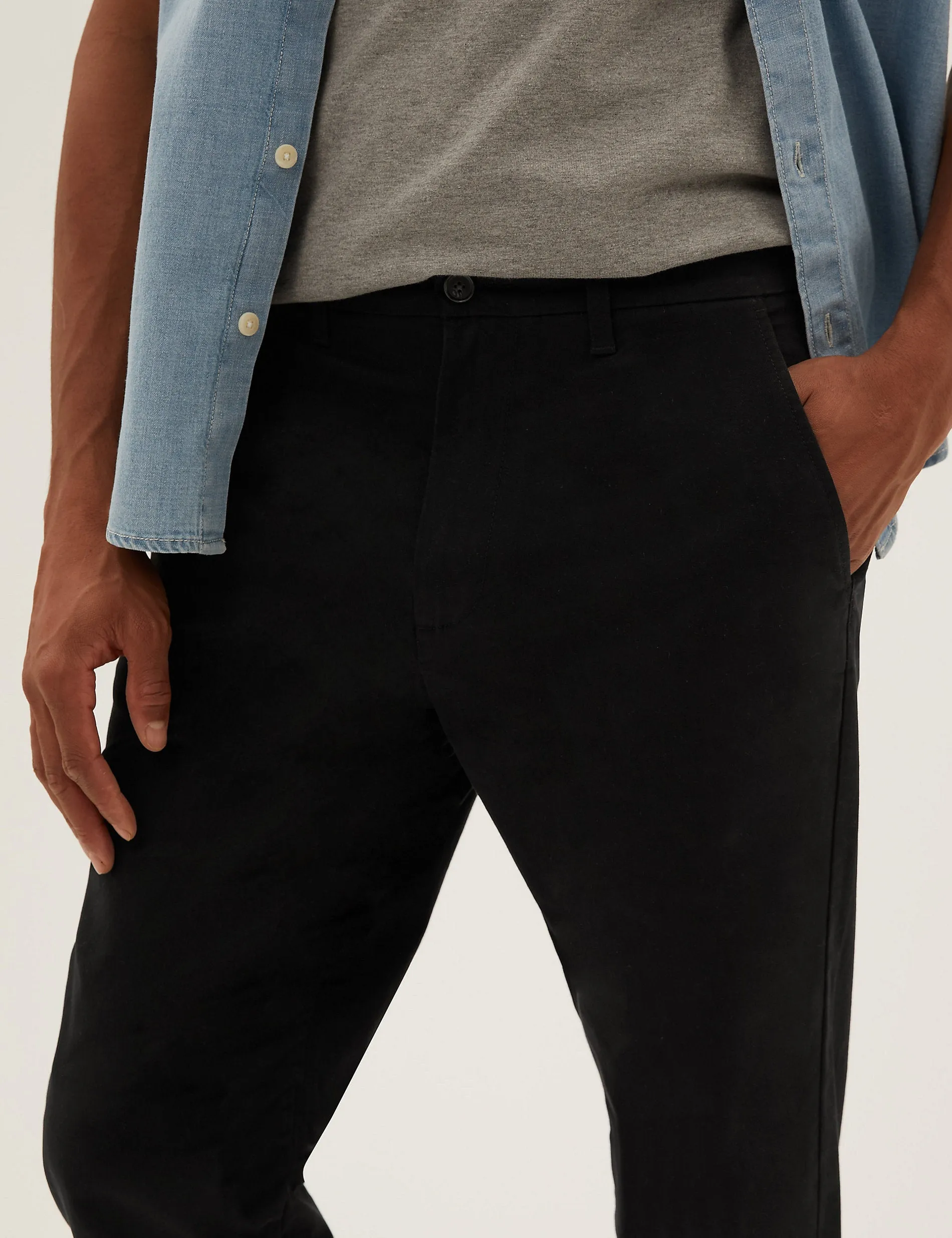 Marks & Spencer Loose Stretch Chinos, Black