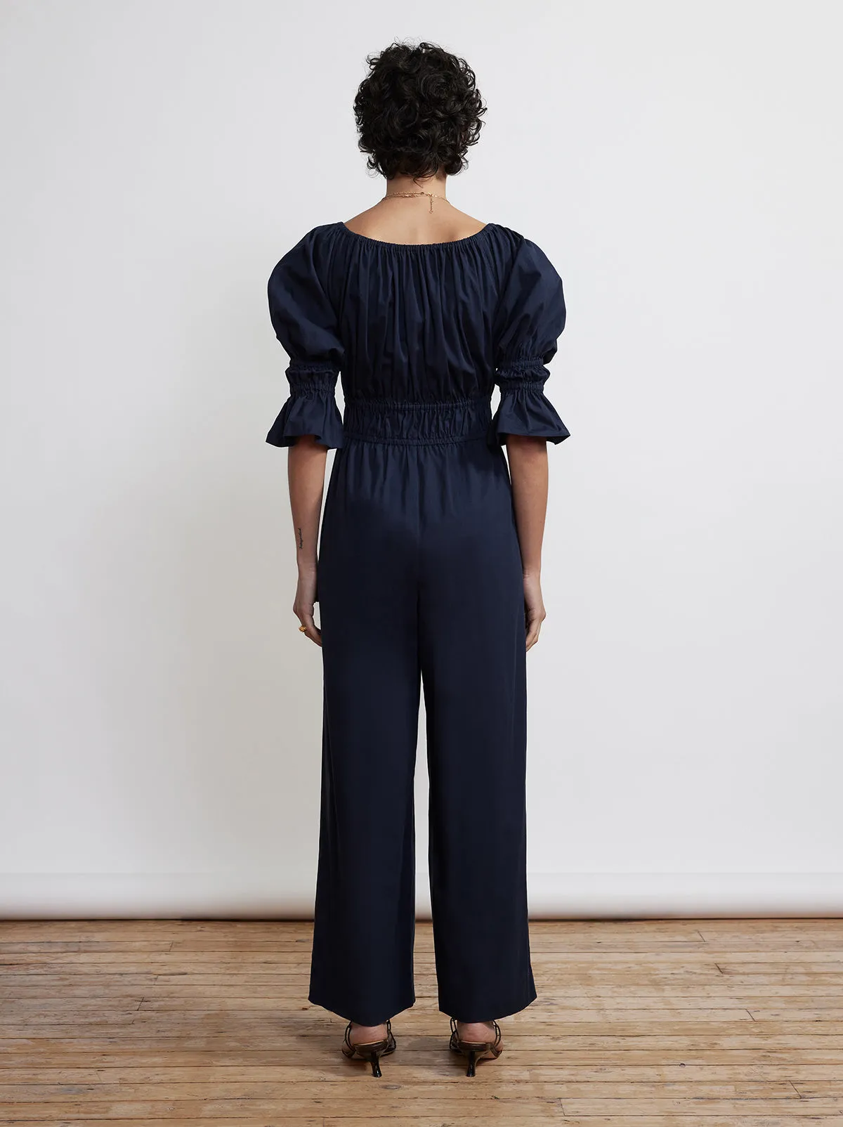 Maya Navy Cotton Jumpsuit