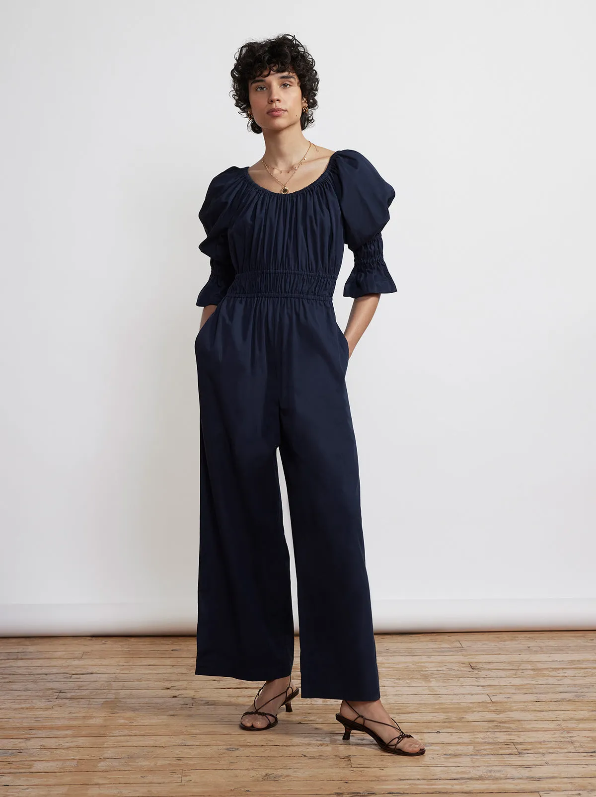 Maya Navy Cotton Jumpsuit