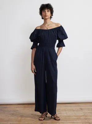 Maya Navy Cotton Jumpsuit