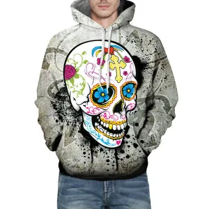 Mens 3D Skulls Pattern Printed Casual Hoodies