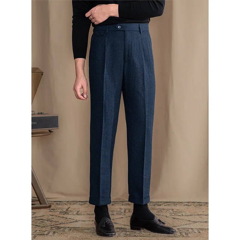 Men's Autumn and Winter Business Retro Straight Suit Pants