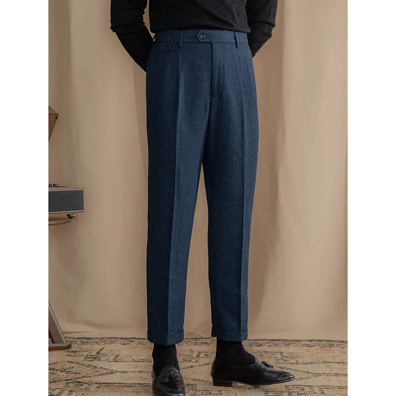 Men's Autumn and Winter Business Retro Straight Suit Pants