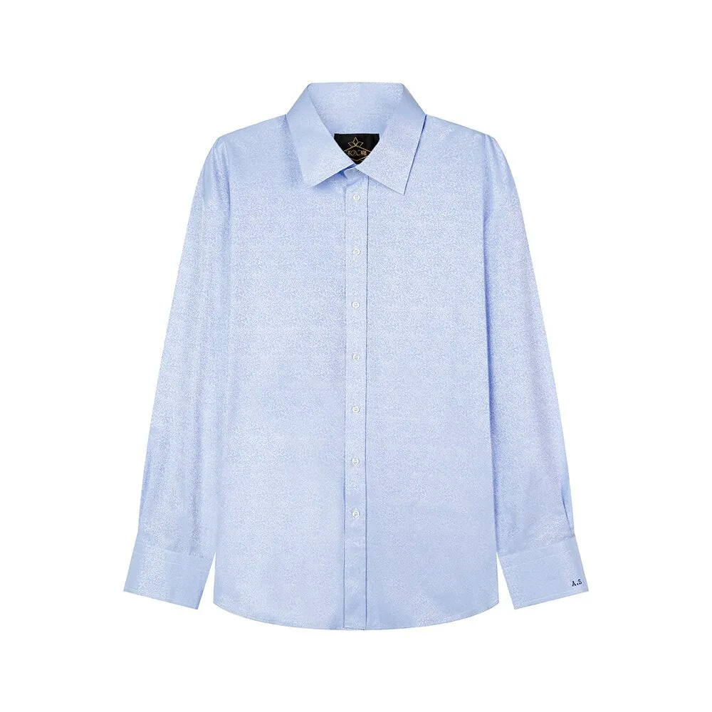 Men's Autumn Thin Long Sleeve Fashion Business Pure Sky Blue Shirt