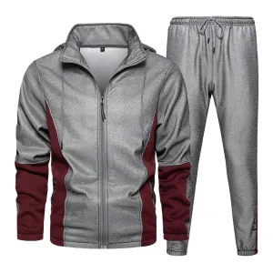 Men's Fall Winter Casual Fleece Hoodies Joggers Two-Piece Set