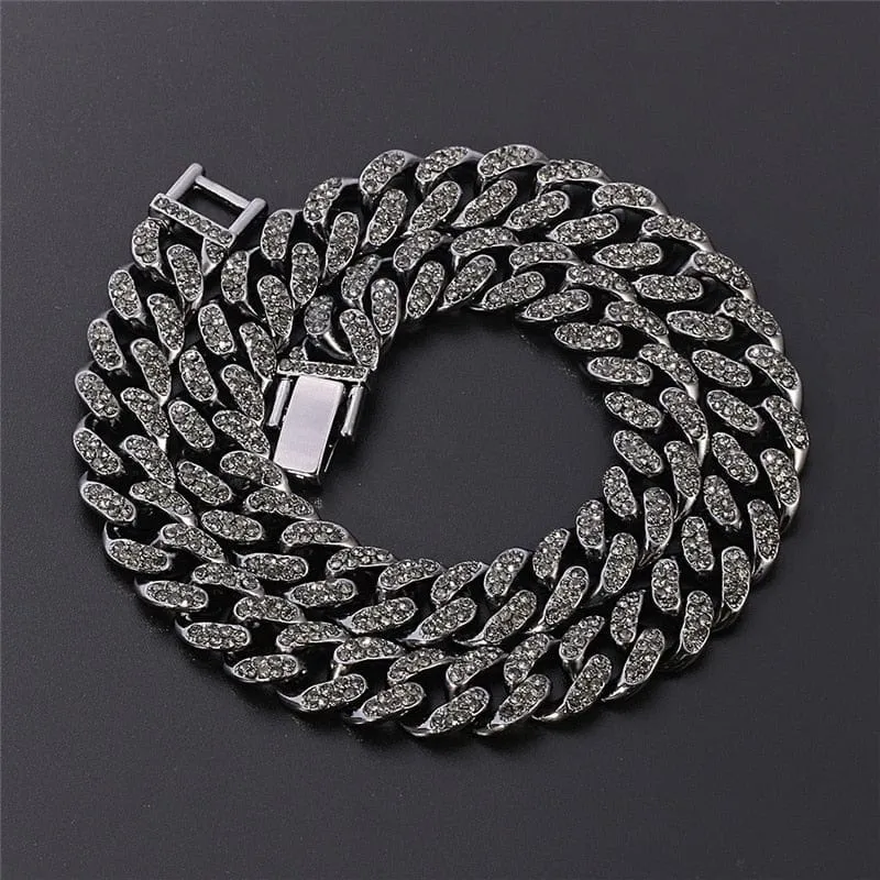 Men's Iced Out Gun Black Chain Necklace