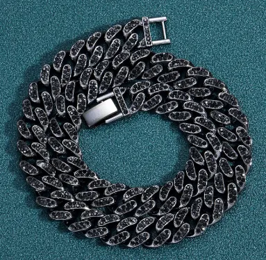 Men's Iced Out Gun Black Chain Necklace