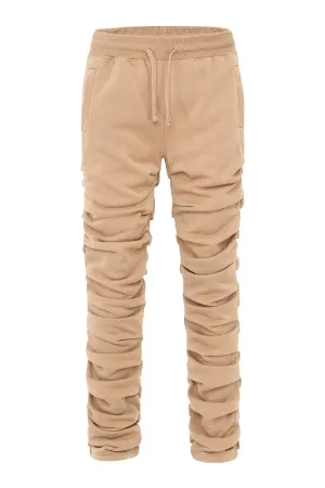 Men's Slim Flare Ruched Fleece Sweat Pants