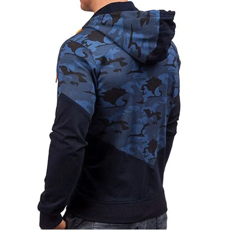 Men's Spring Casual Stitching Camouflage Hooded Hoodies