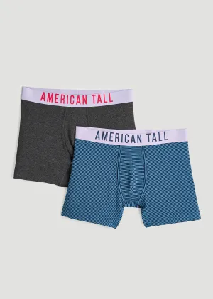 Men's Tall Original Boxer Briefs in Blue & Grey Mix | 2-Pack