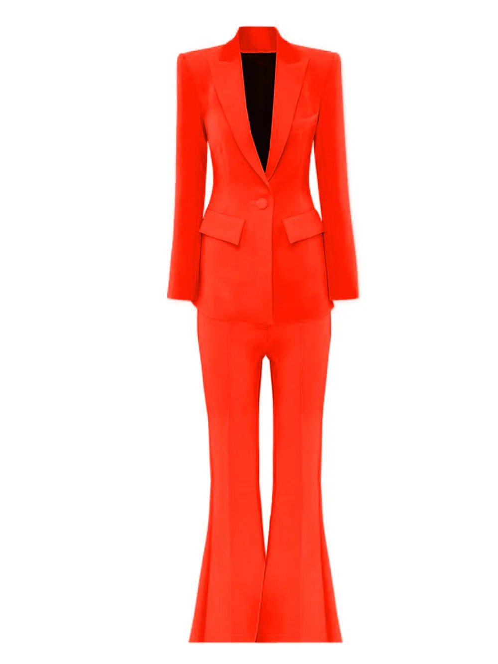 NAOMA Blazer & Flared Pants Set in Red