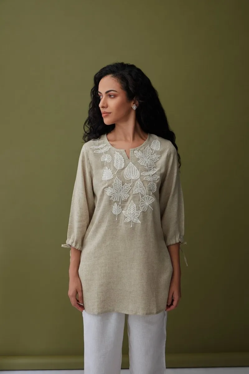 Natural Applique Linen Tunic