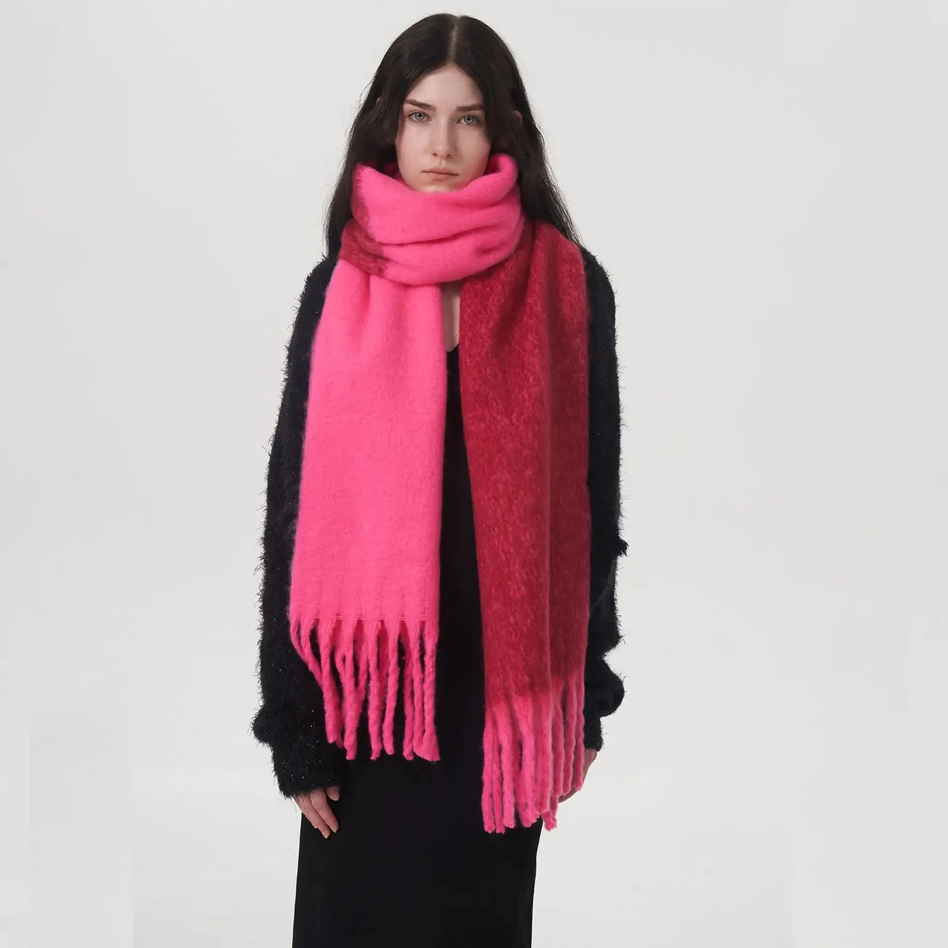 New Autumn Winter Warm Scarf Two Color Stitching Long Muffler Cashmere Scarf