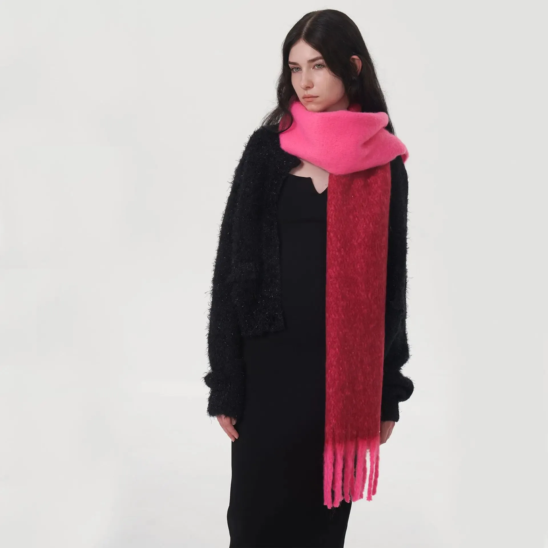 New Autumn Winter Warm Scarf Two Color Stitching Long Muffler Cashmere Scarf