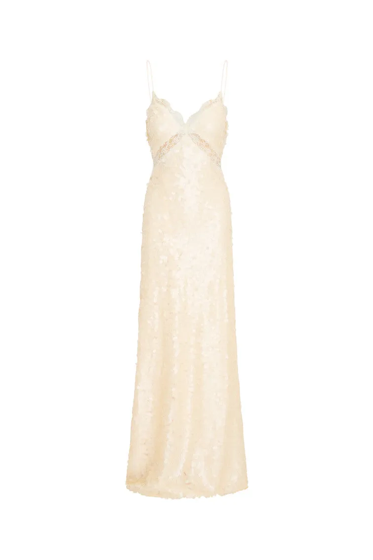 Olmine Sequin Maxi Dress - CREAM