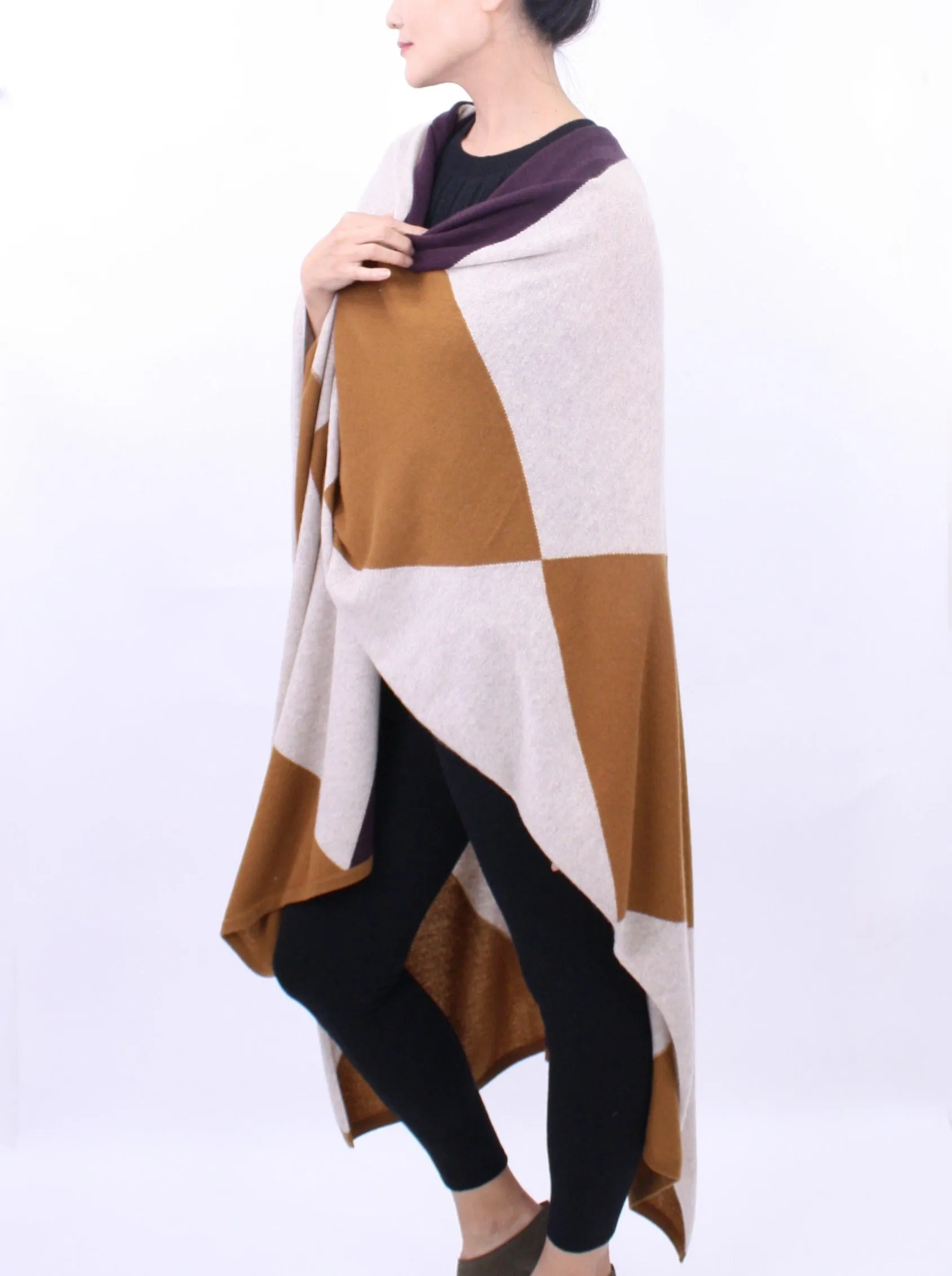 Oversized Diamond Intarsia Wrap