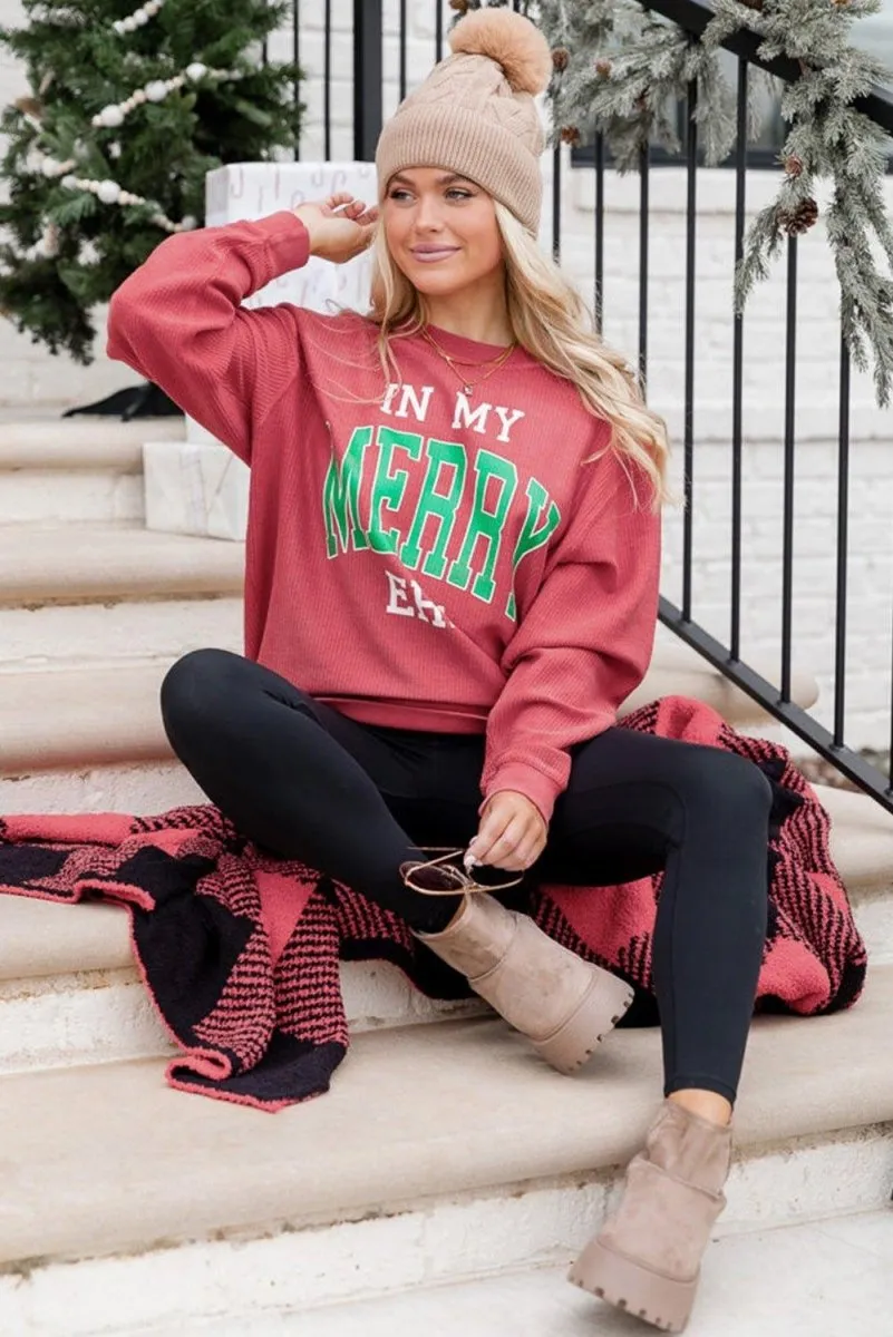 Pink Strawberry "IN MY MERRY ERA" Corduroy Sweatshirt