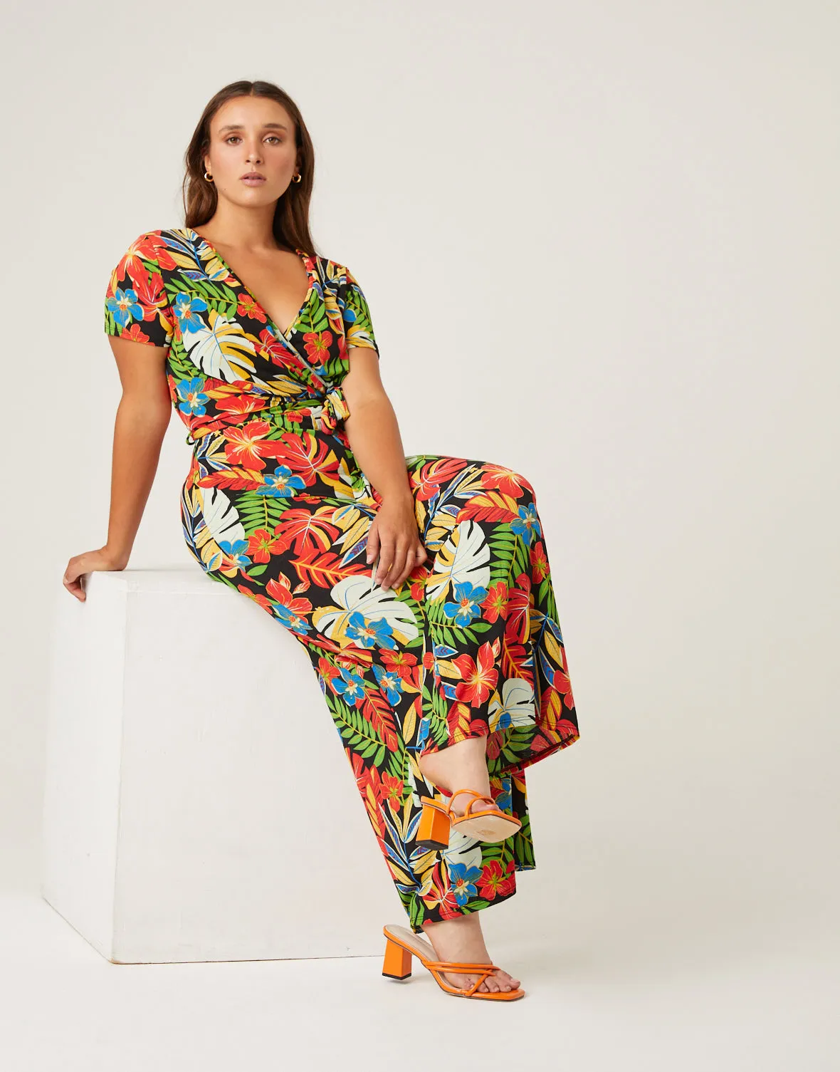 Plus Size Bright Tropical Jumpsuit