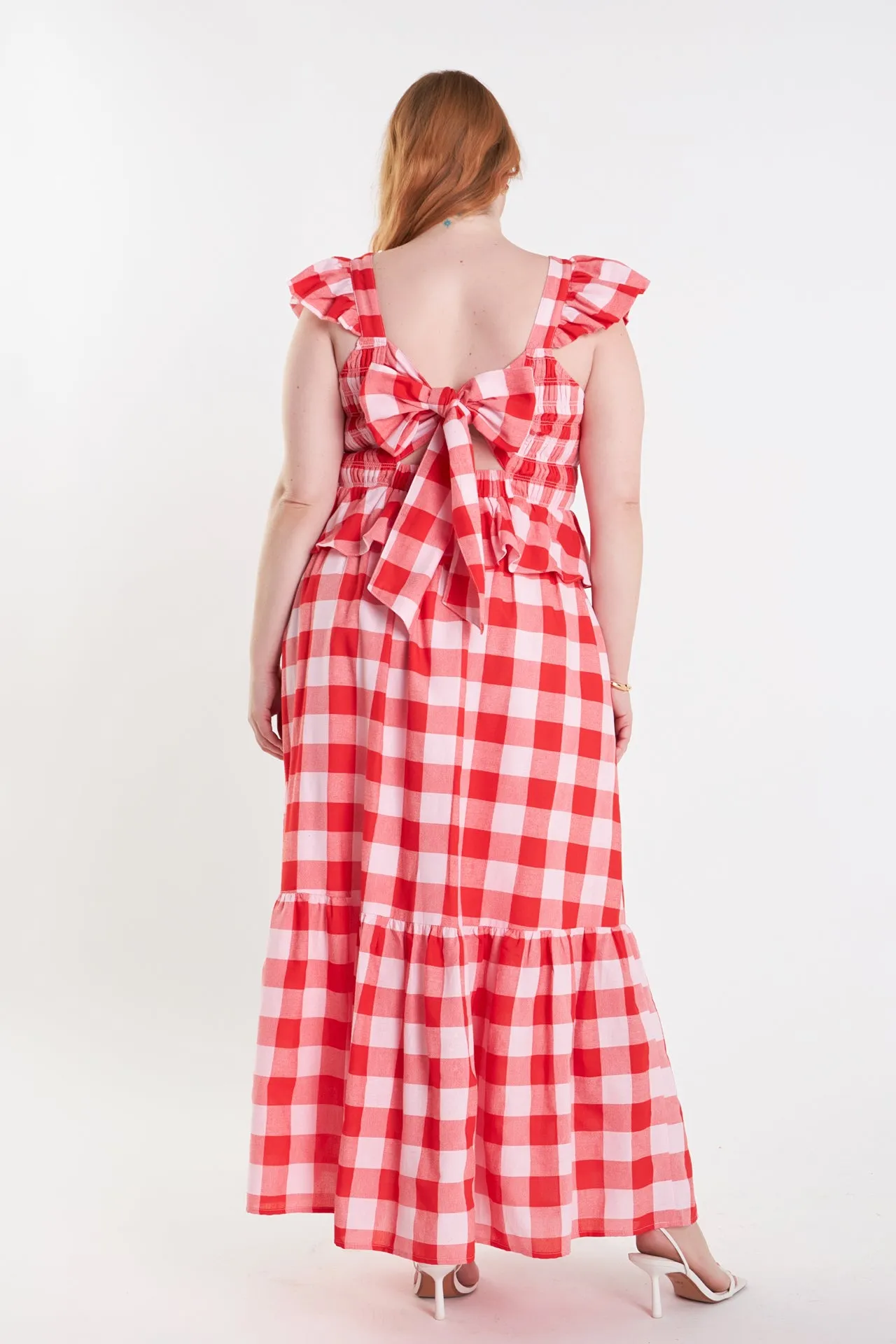 Plus Size Gingham Midi Skirt