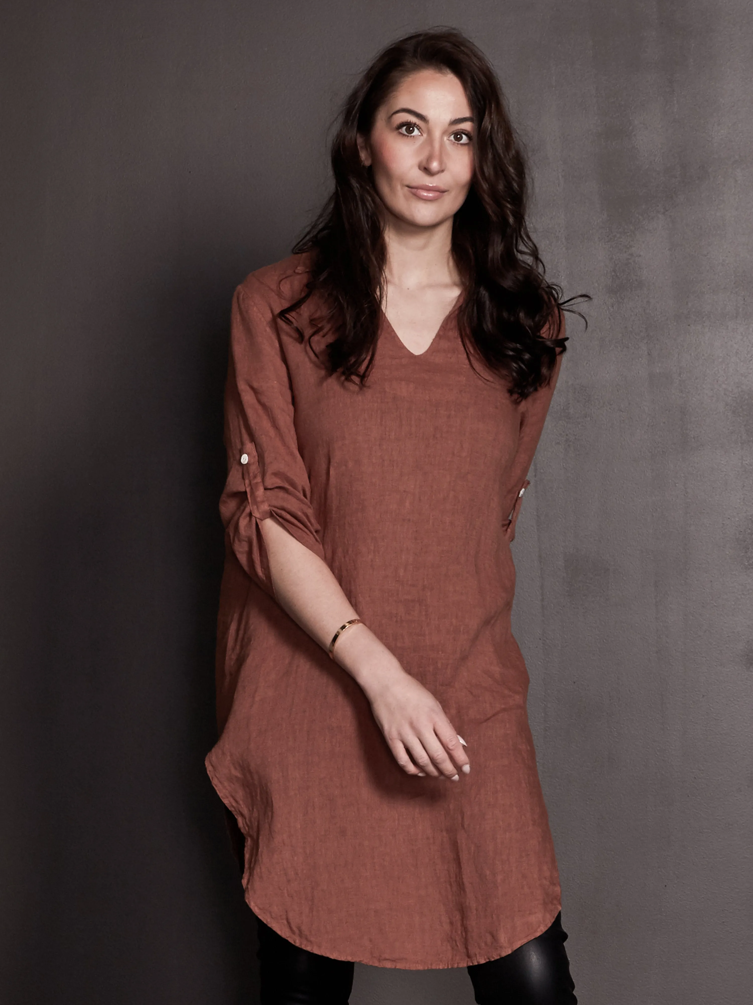 POLETTE linen tunic - Mocca Mousse