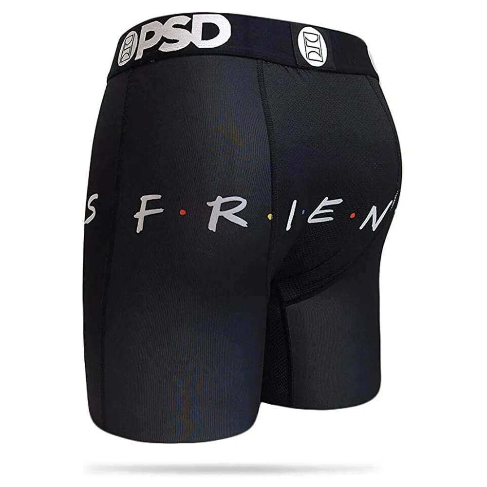 PSD Mens Stretch Wide Band Boxer Brief Friends Series Black Underwear - E31911093-BLK-L