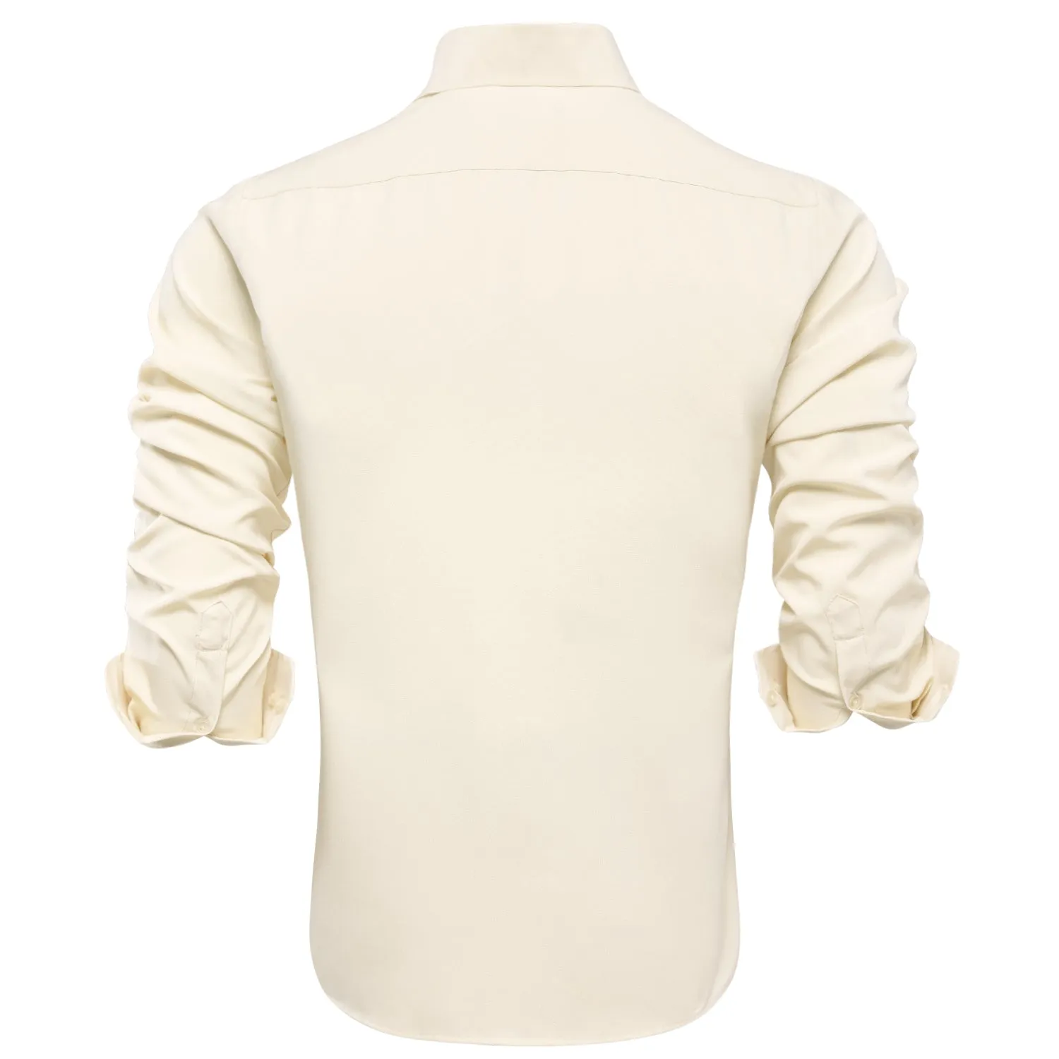 Pure Beige Solid Men's Long Sleeve Shirt