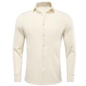 Pure Beige Solid Men's Long Sleeve Shirt