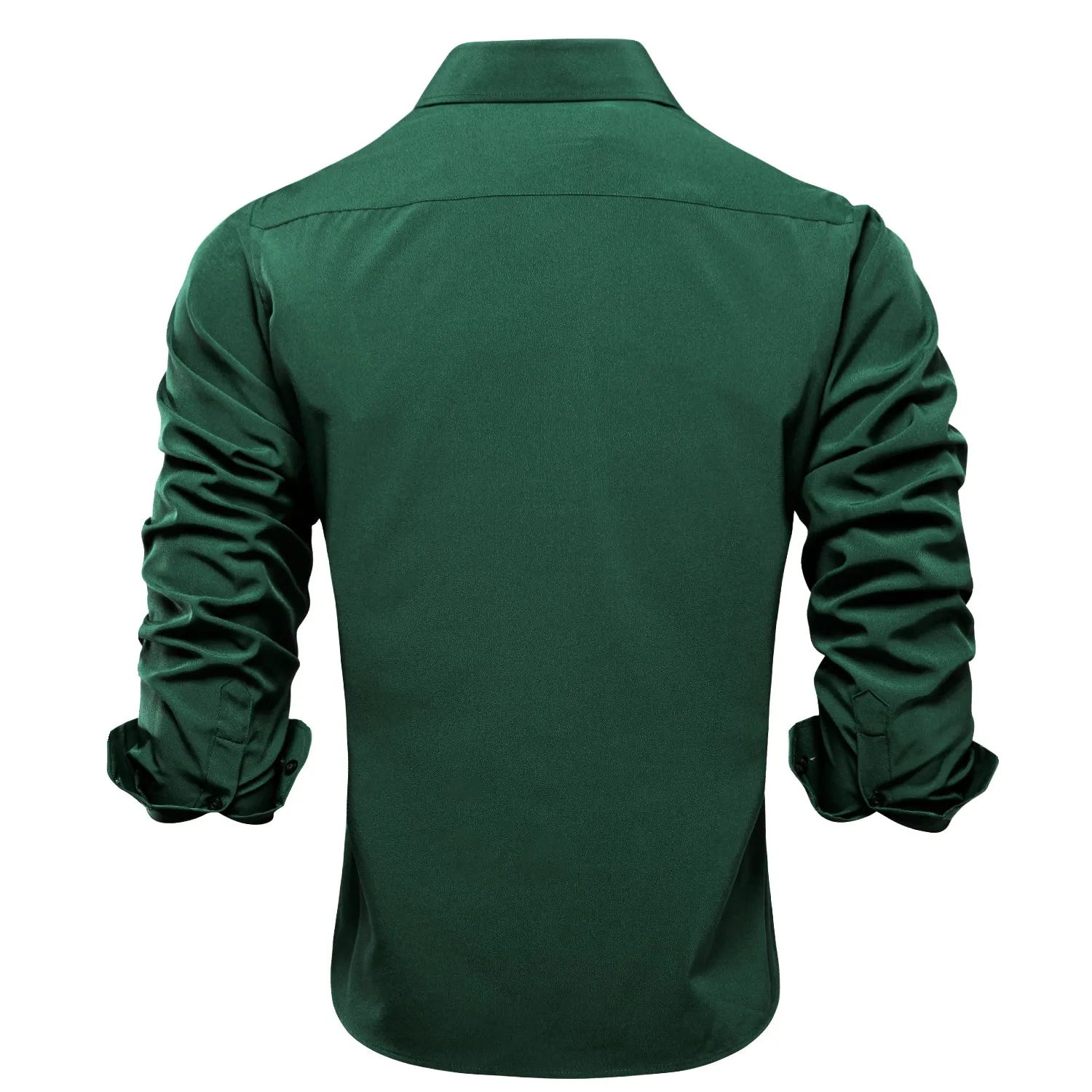 Pure Dark Green Solid Men's Long Sleeve Shirt