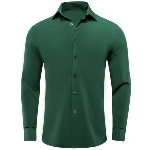 Pure Dark Green Solid Men's Long Sleeve Shirt