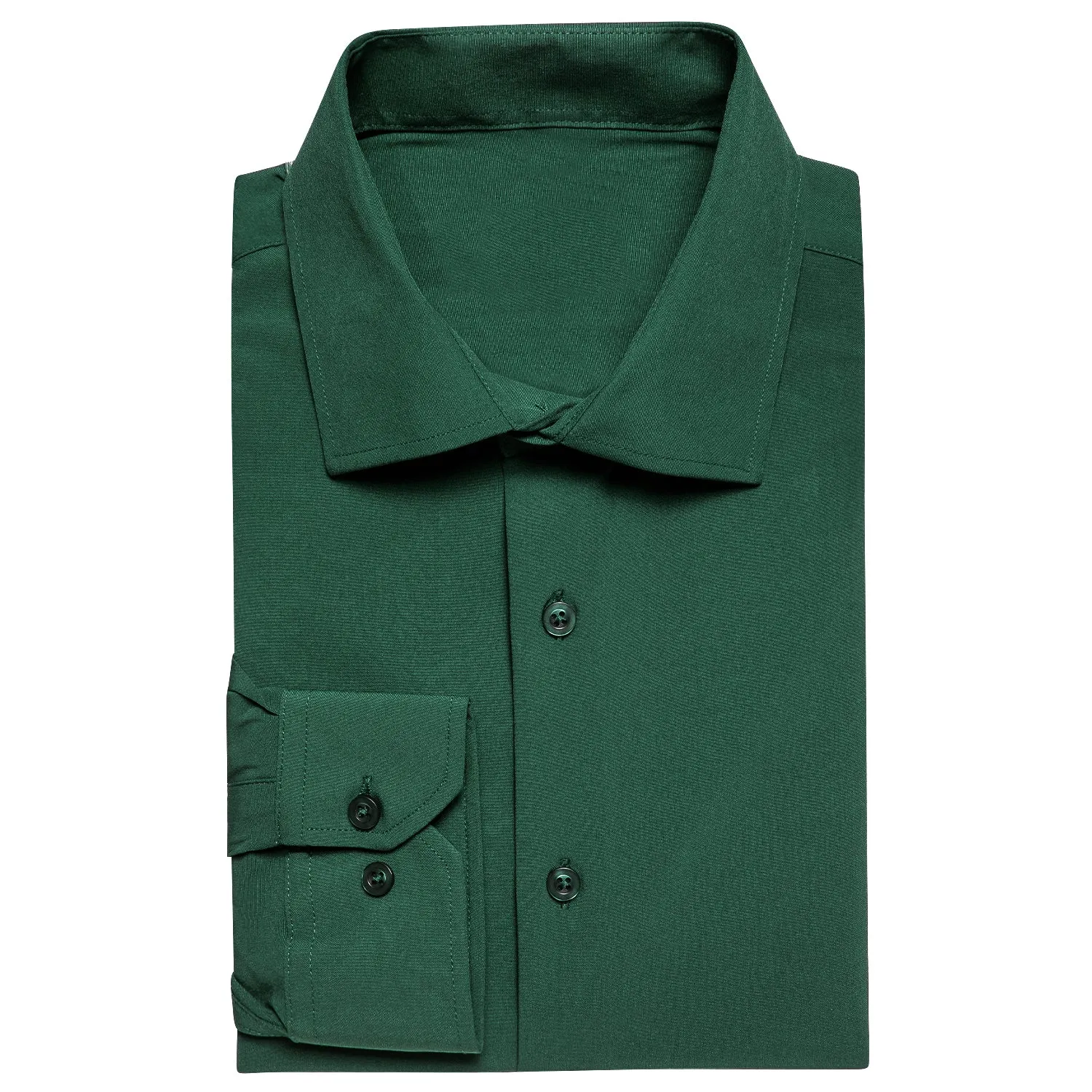 Pure Dark Green Solid Men's Long Sleeve Shirt