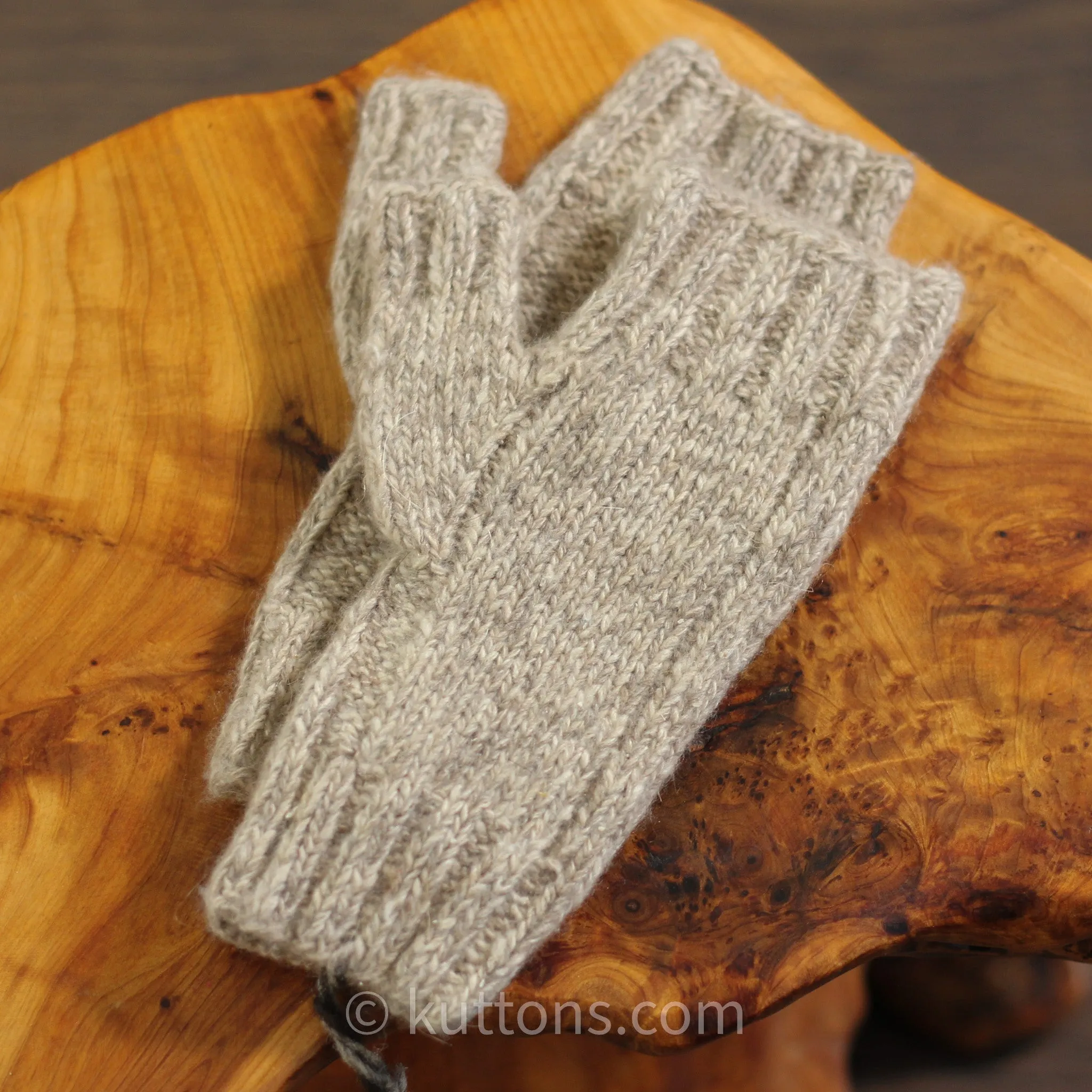 Pure Pashmina Cashmere Fingerless Gloves - Handknit Wristlets from Ladakh | Light Brown