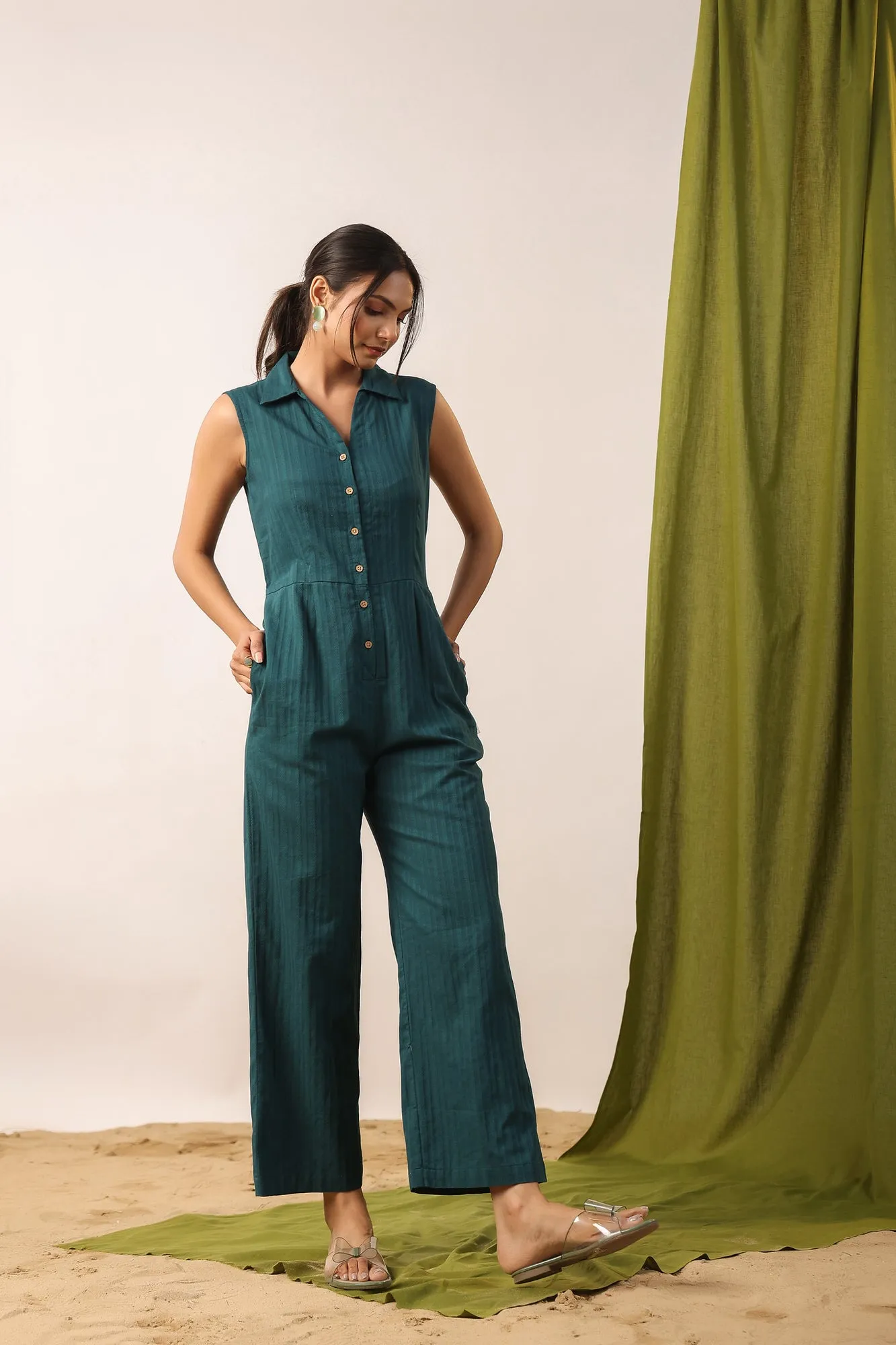 Quetzal Green Cotton Jumpsuit