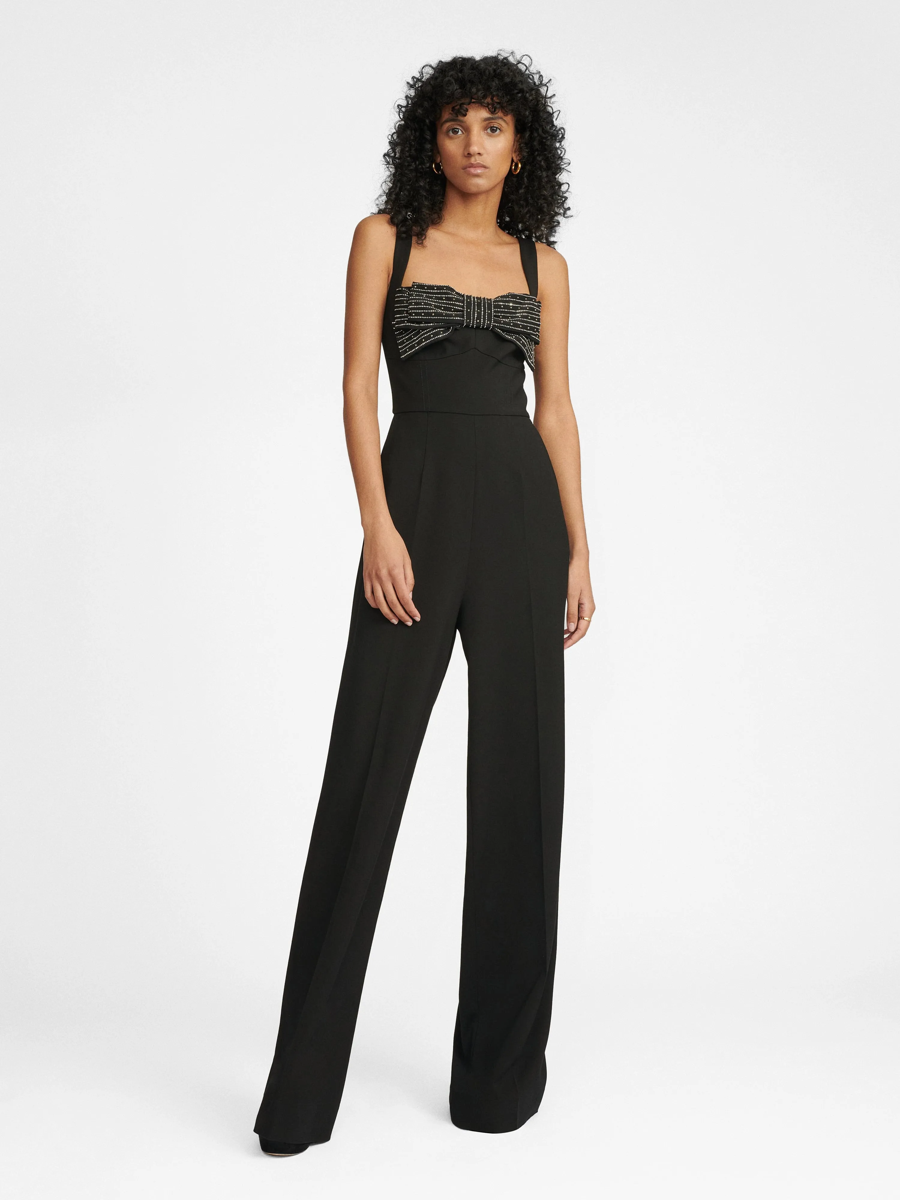 Rachel Embellished Bow Jumpsuit in Black