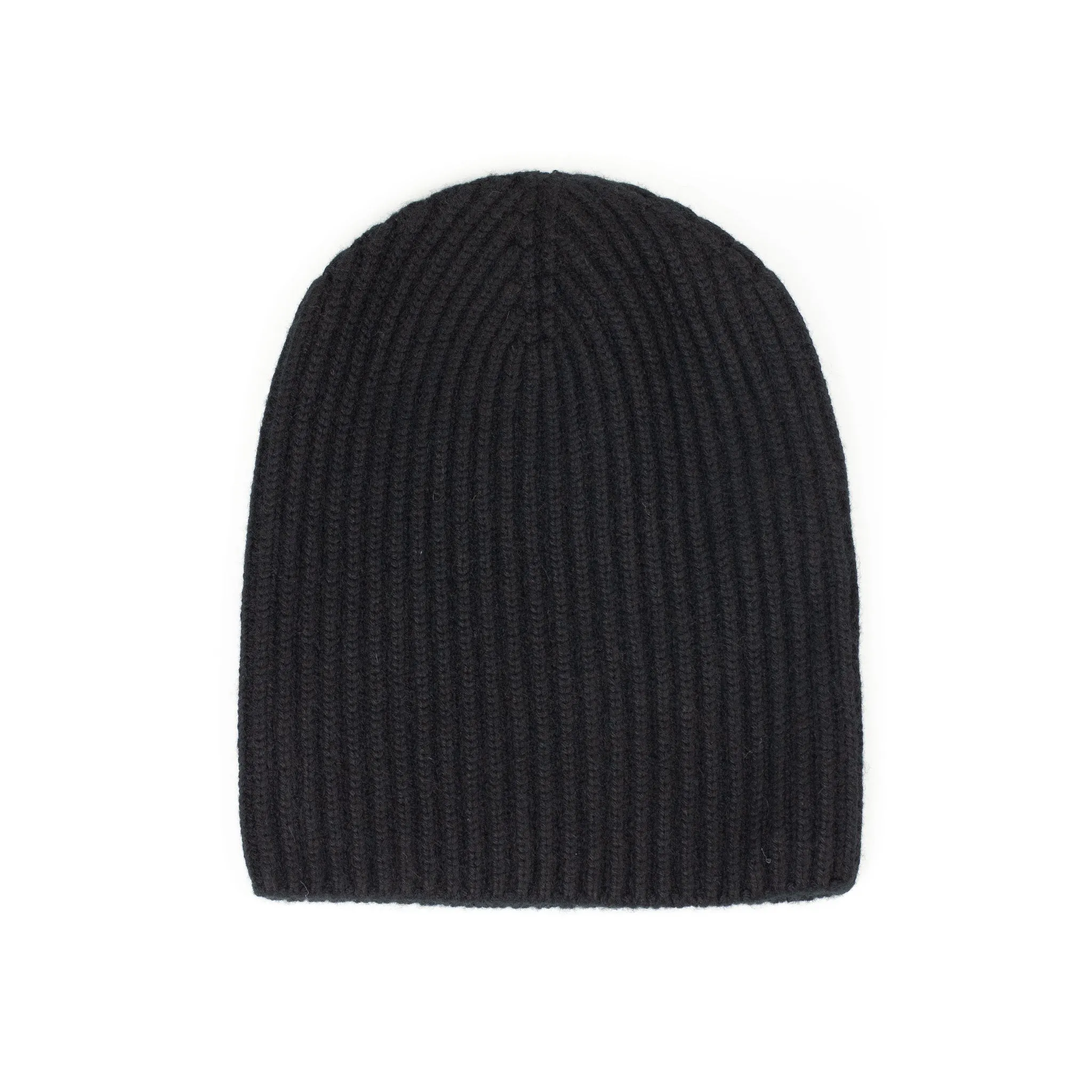 Ribbed hat in Black 4-ply pure cashmere