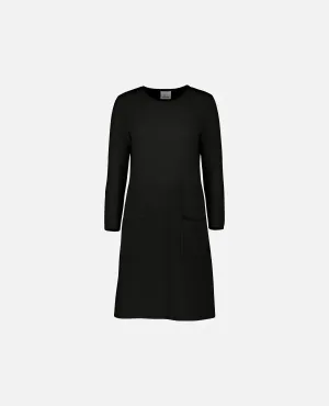 Rundhals Kleid aus Cashmere-Mischung in Schwarz