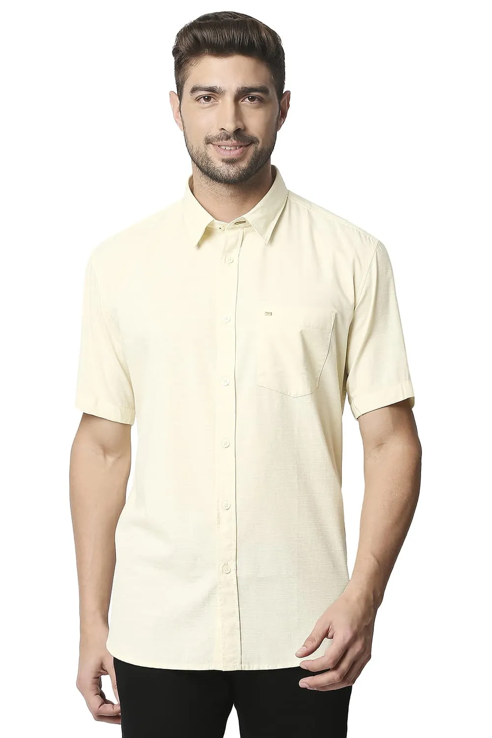 Slim Fit Slub Halfsleeves Shirt