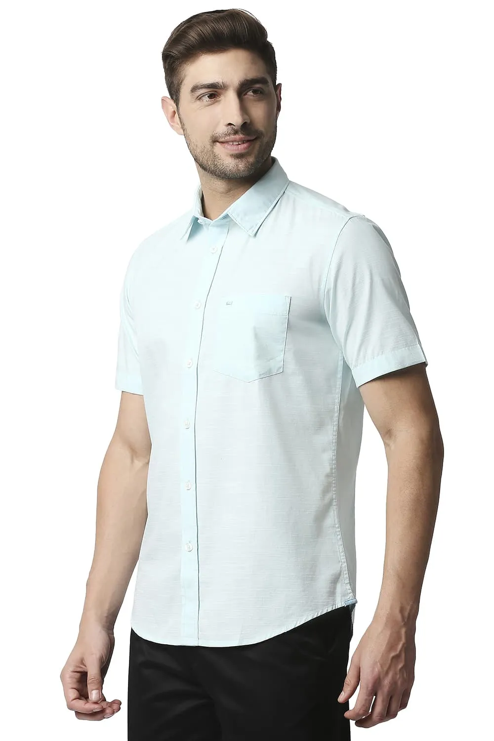 Slim Fit Slub Halfsleeves Shirt