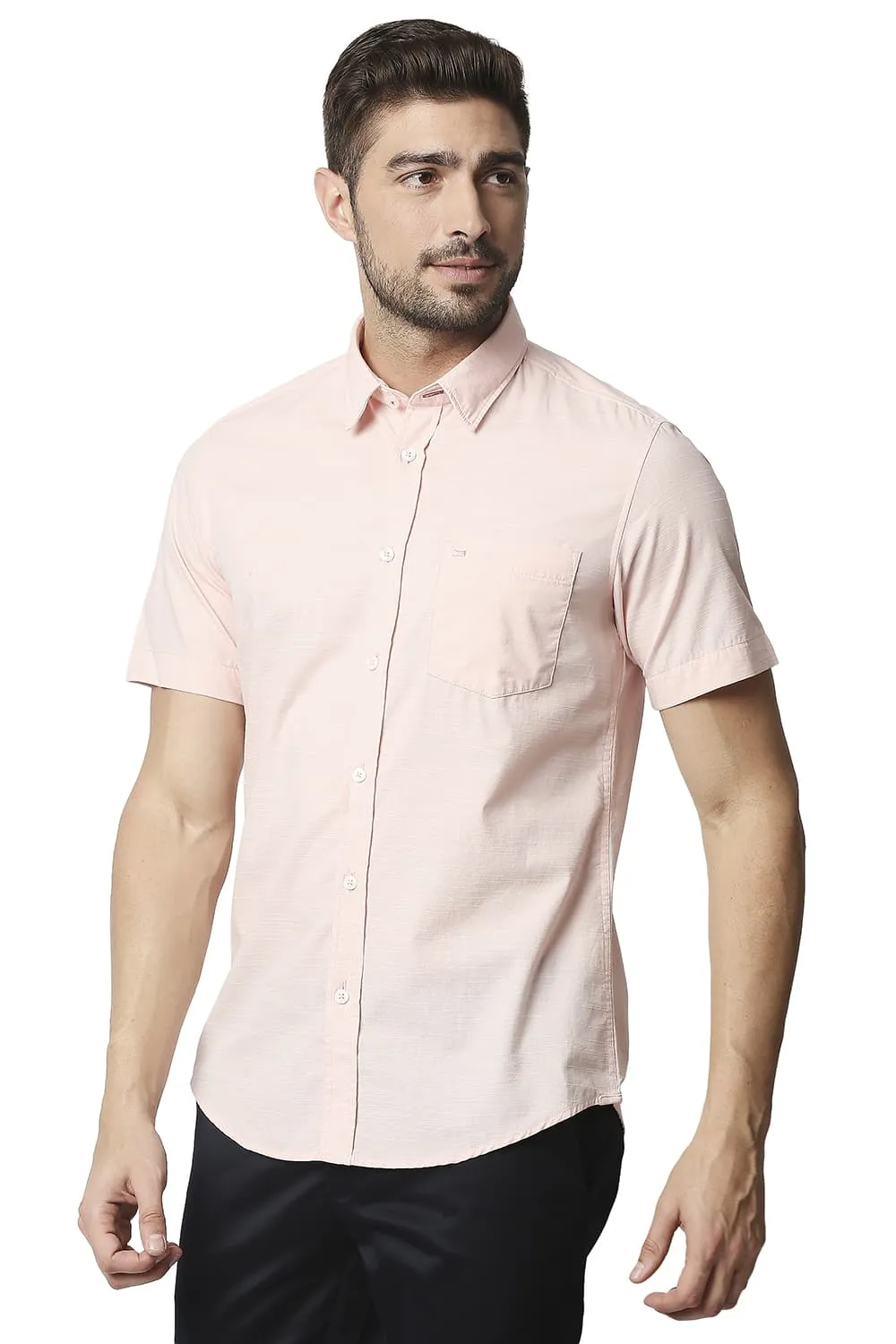 Slim Fit Slub Halfsleeves Shirt