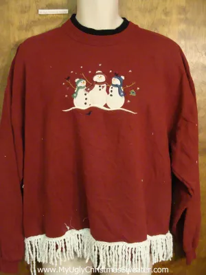 Snowman Trio Red Funny Novelty Christmas Sweatshirt