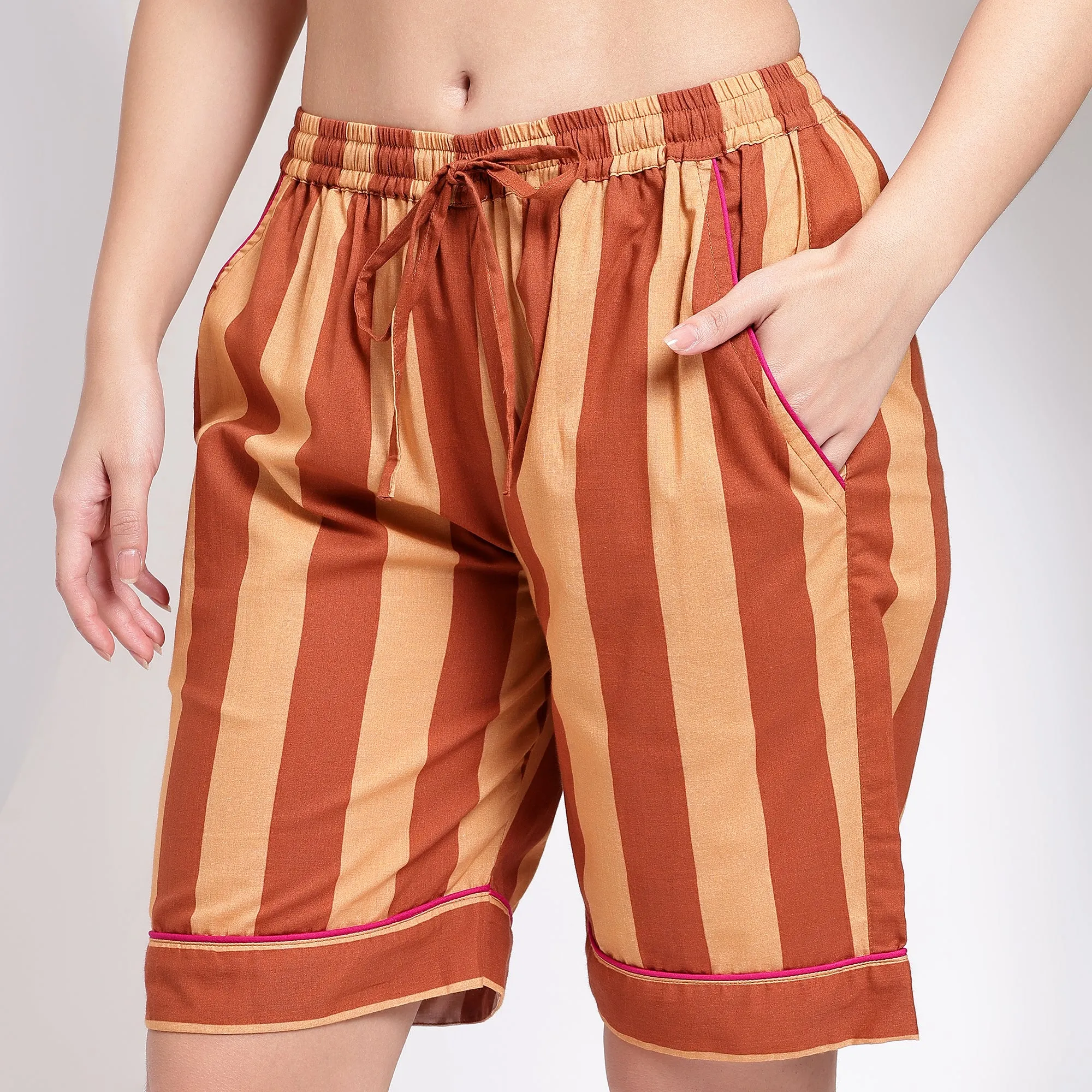 Stay Cool ~ Orange Cotton Shorts For All-Day Comfort