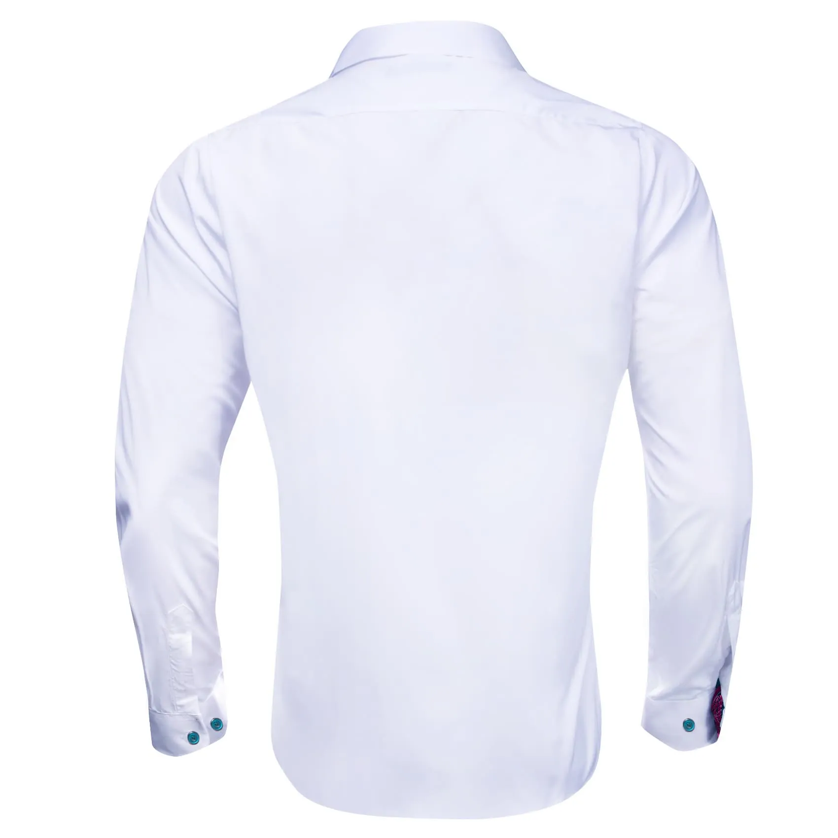 Ties2you Button Up Shirt White Solid Splicing Purple Collared Silk Long Sleeve Shirt for Men