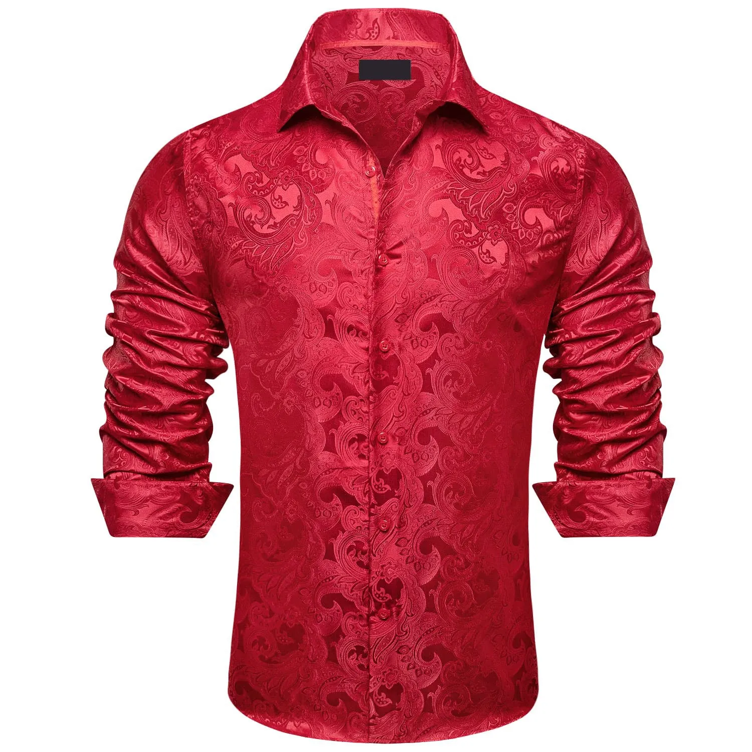 Ties2you Mens Shirt Red Floral Silk Button Down Long Sleeve Dress Shirt