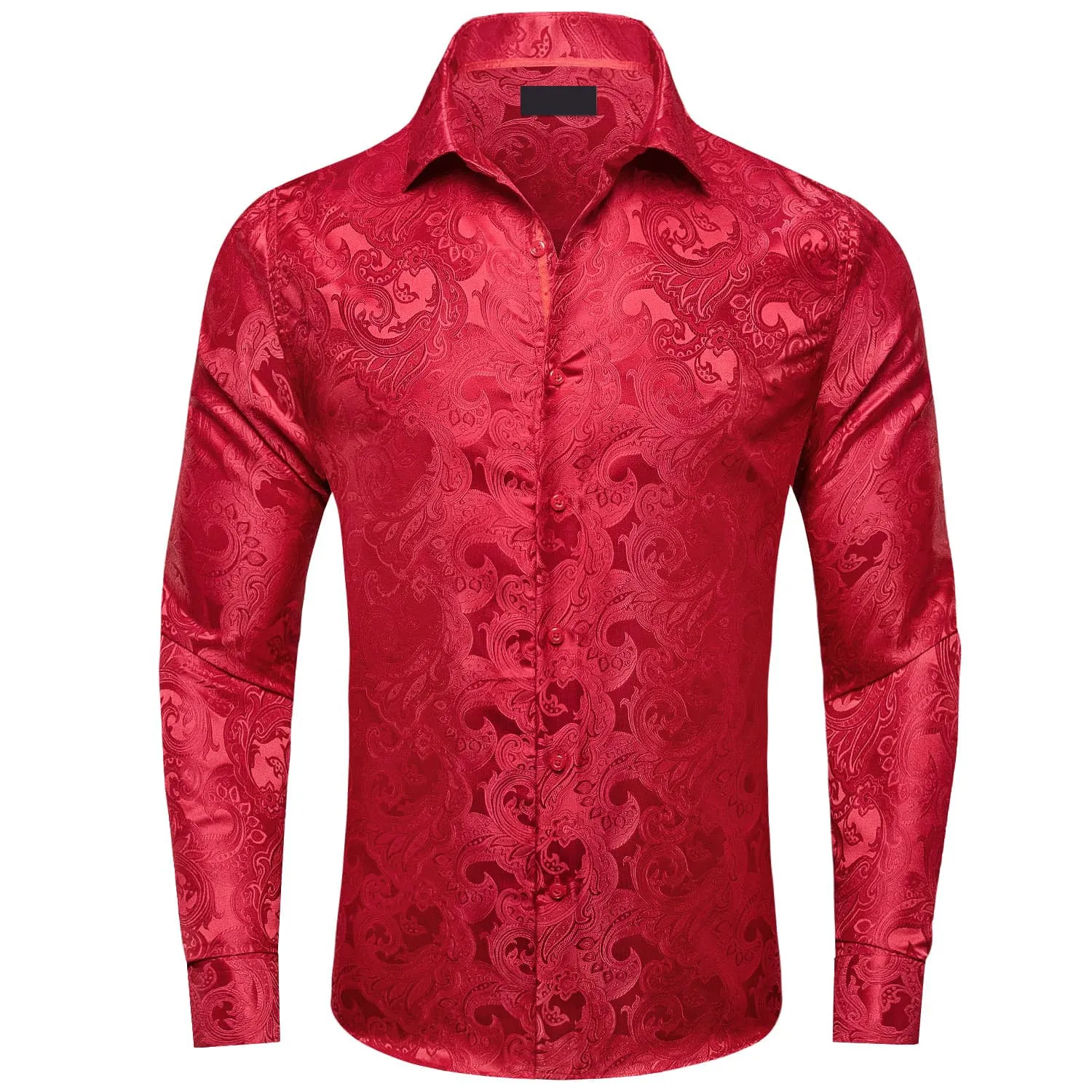 Ties2you Mens Shirt Red Floral Silk Button Down Long Sleeve Dress Shirt