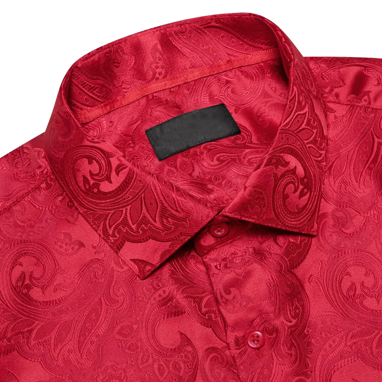 Ties2you Mens Shirt Red Floral Silk Button Down Long Sleeve Dress Shirt