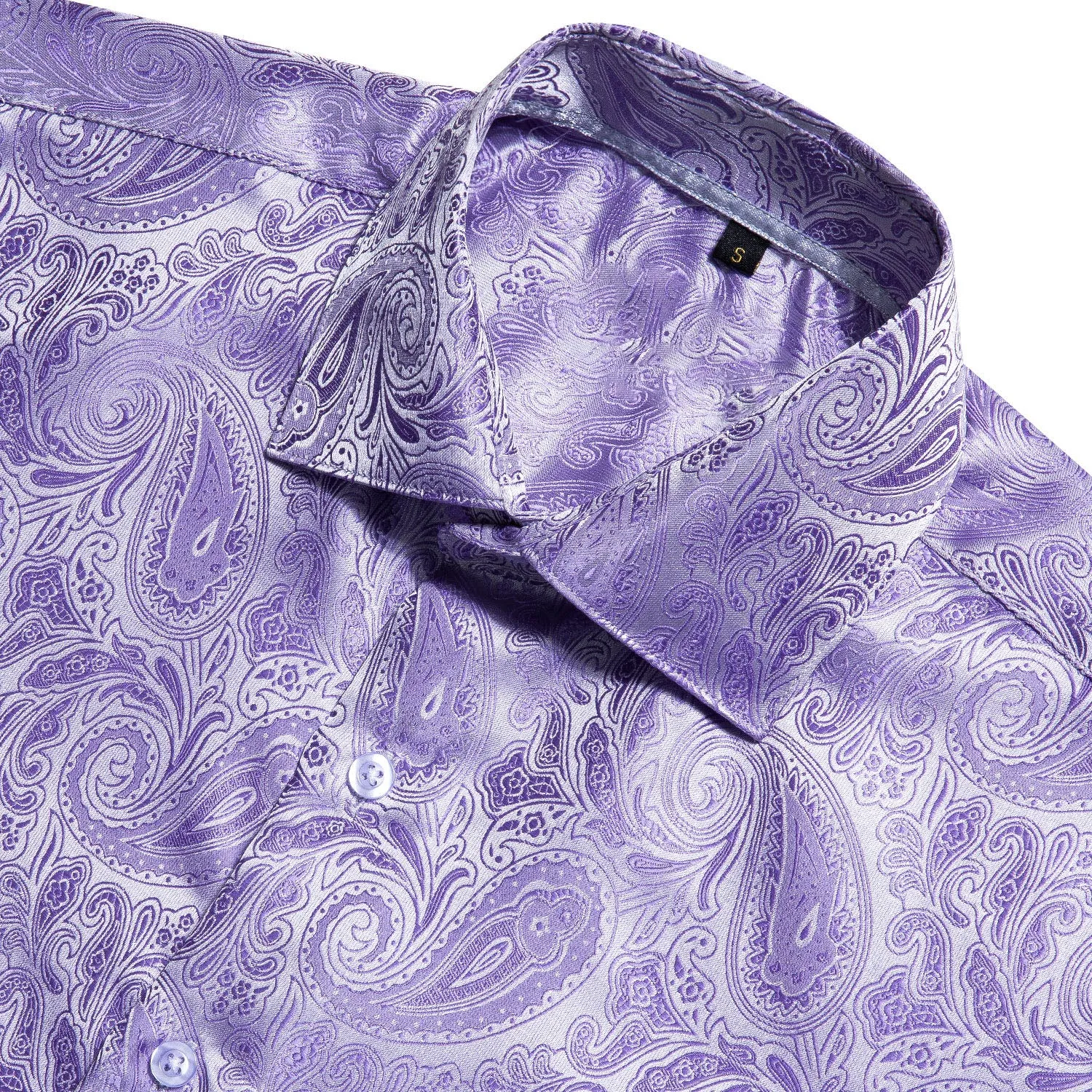 Ties2you Purple Shirts for Men Paisley Lavender Short Sleeve Shirt Formal Business