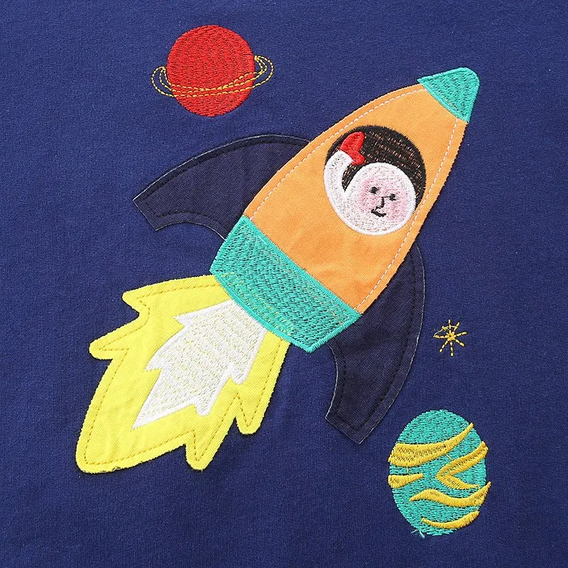 Toddler/Kid Boy's Space Explorer Rocket Embroidery Design Sweatshirt