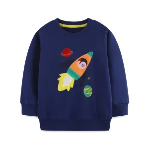 Toddler/Kid Boy's Space Explorer Rocket Embroidery Design Sweatshirt