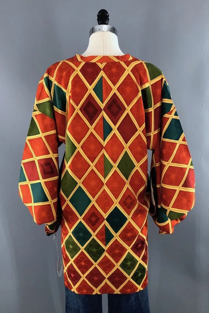 Vintage Harlequin Silk Kimono Jacket